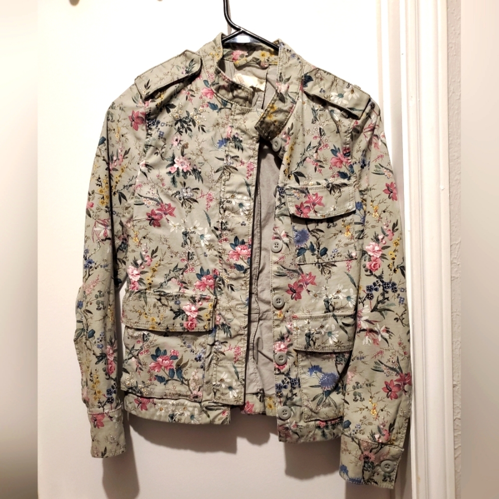 H&M Military style floral jacket